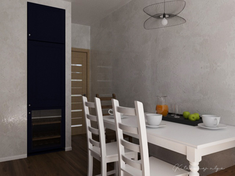 Визуализация кухни глубокого синего цвета