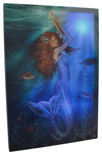 Lighted Wall Decor led lighted magic mermaid canvas wall print - eclectic - wall Lighted Wall Decor led lighted magic mermaid canvas wall print - eclectic - wall