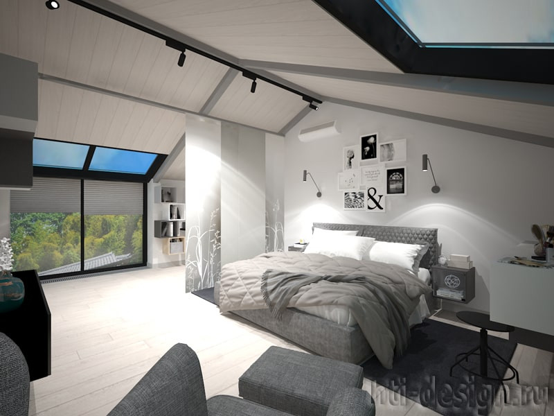Спальня 25 кв.м в мансарде