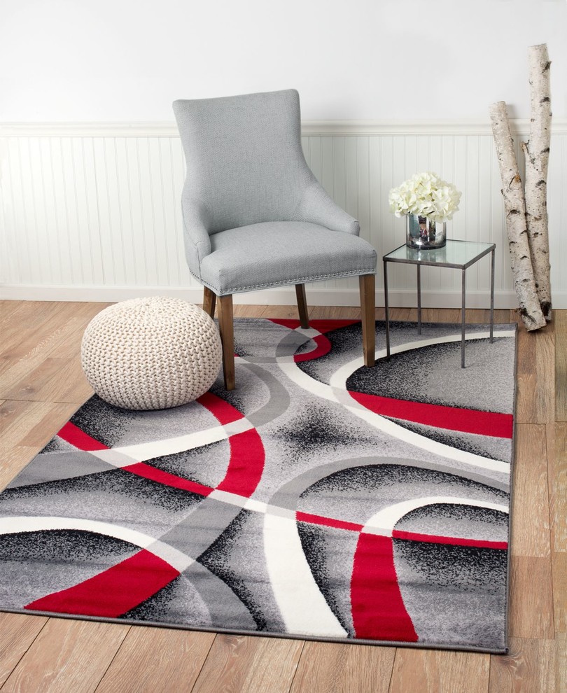 Summit Gray Red Abstract Area Rug Contemporary Area Rugs by Rug