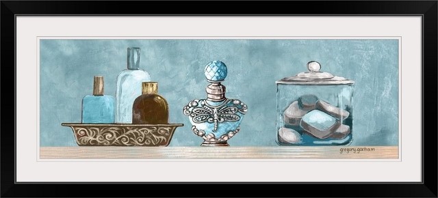 "Blue Bath Panel II" Black Framed Art Print - Contemporary ...