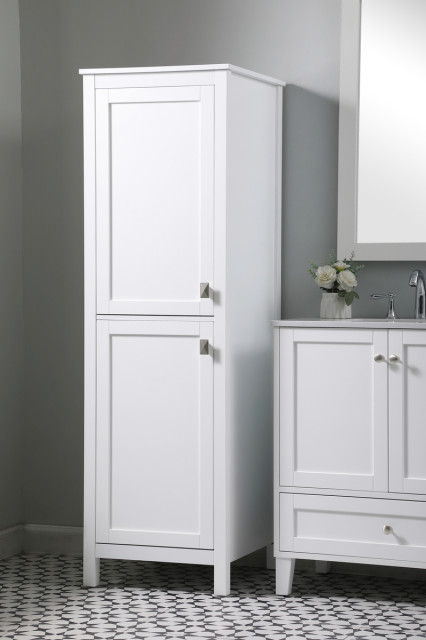 20" Wide Bathroom Linen Storage Freestanding Cabinet - Transitional ...