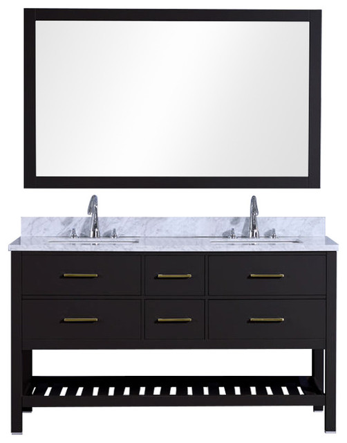 Legion Furniture Double Sink Vanity With Mirror Set, Espresso, 60", 60