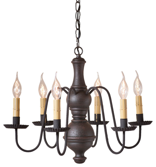 Irvin's Country Tinware Medium Chesterfield Chandelier in Americana Black