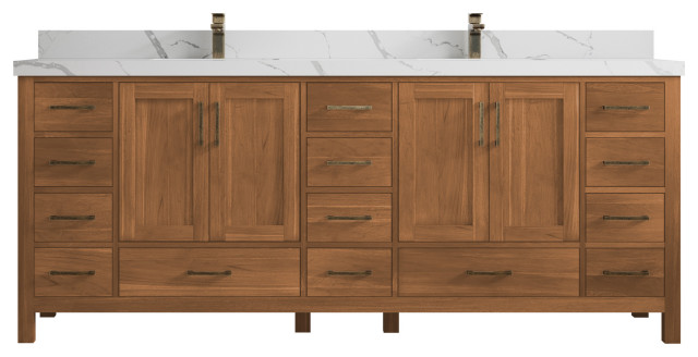 Malibu Teak Bathroom Vanity, 84" - Transitional - Bathroom Vanities And ...