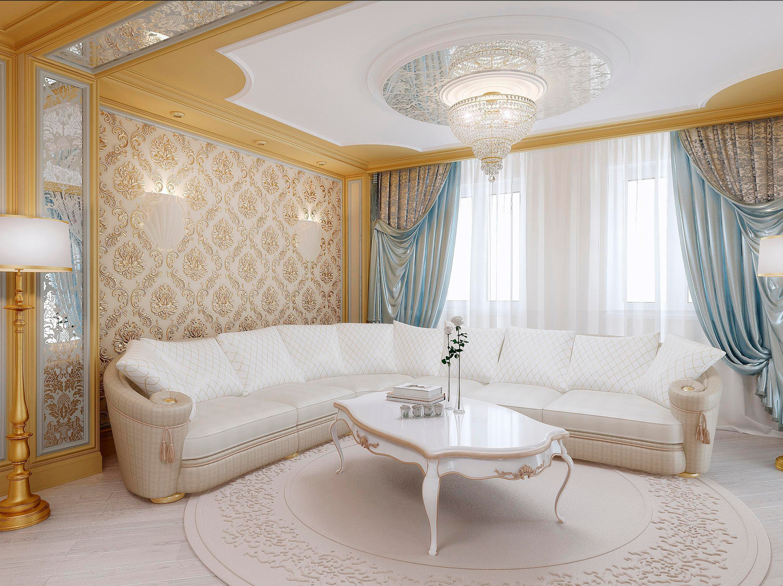 Классический интерьер с элементами греческого стиля