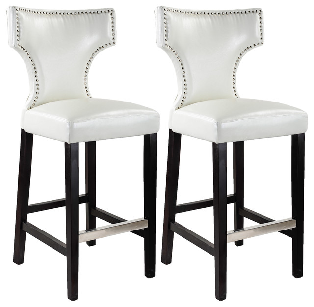 Dilhorne Barstools With Nailhead Trim White Set Of 2 Dilhorne Barstools With Nailhead Trim White Set Of 2