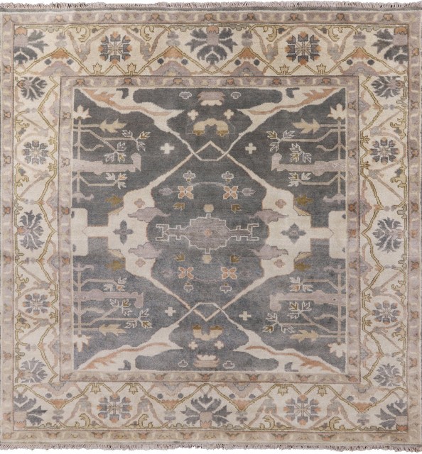 7 Square Oushak Handmade Area Rug Q1102 Mediterranean 7 Square Oushak Handmade Area Rug