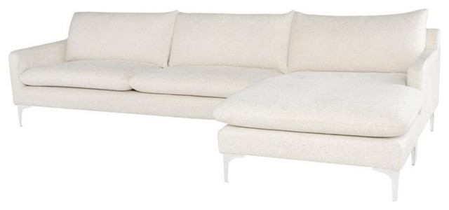 Anders Reversible Sectional, Coconut/Brushed Stainless Legs