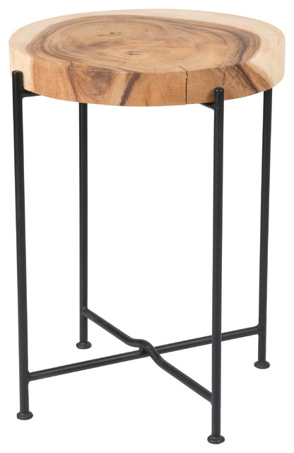 East at Main Rico Cross-cut Teakwood Accent Table, 14 X 19-Inches
