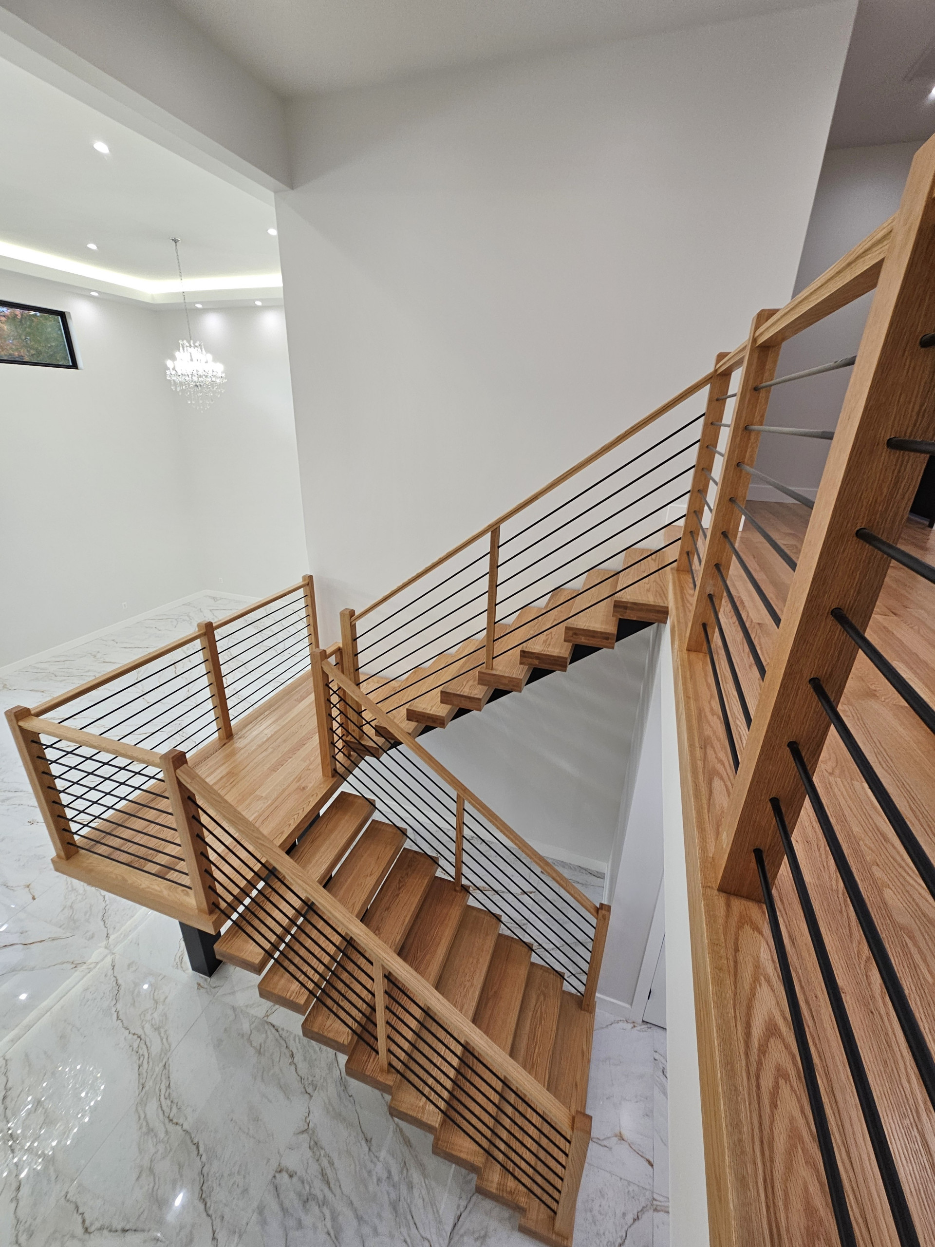 143_Modern Floating Red Oak and Metal Staircase, Sterling, VA