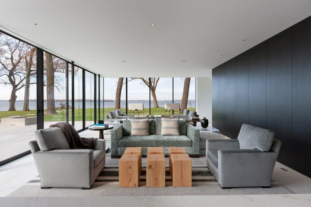 Photo of a contemporary formal open concept living room in Minneapolis.
