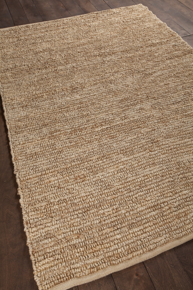 Arlene HandWoven Solid Color Jute Rug, Rectangular Bleached 7'9"x10'6