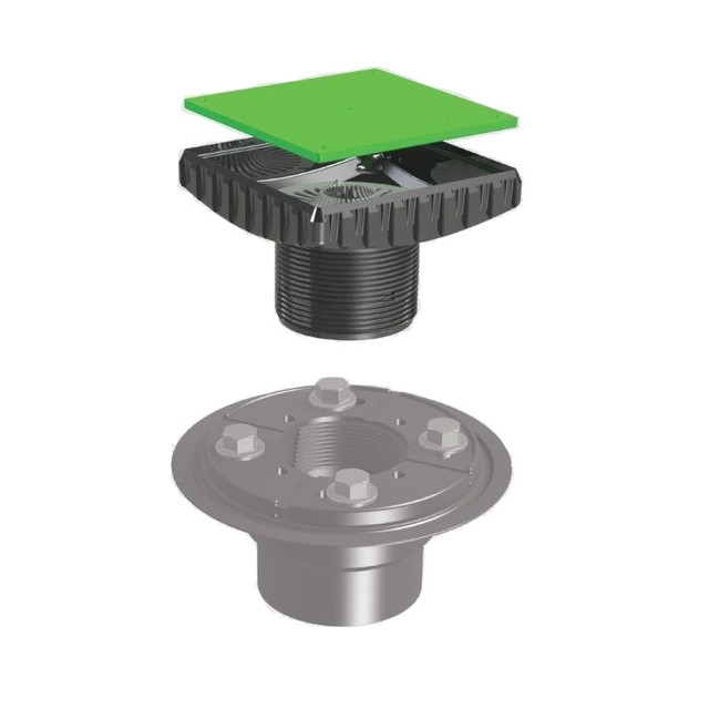 Square Drain Riser and Hair Plug Trap Industrial Bathroom Accessory Sets by ebbe America