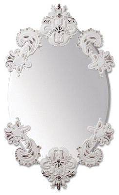 Oval Mirror Without Frame, Red, White and Silver, L.e. 300