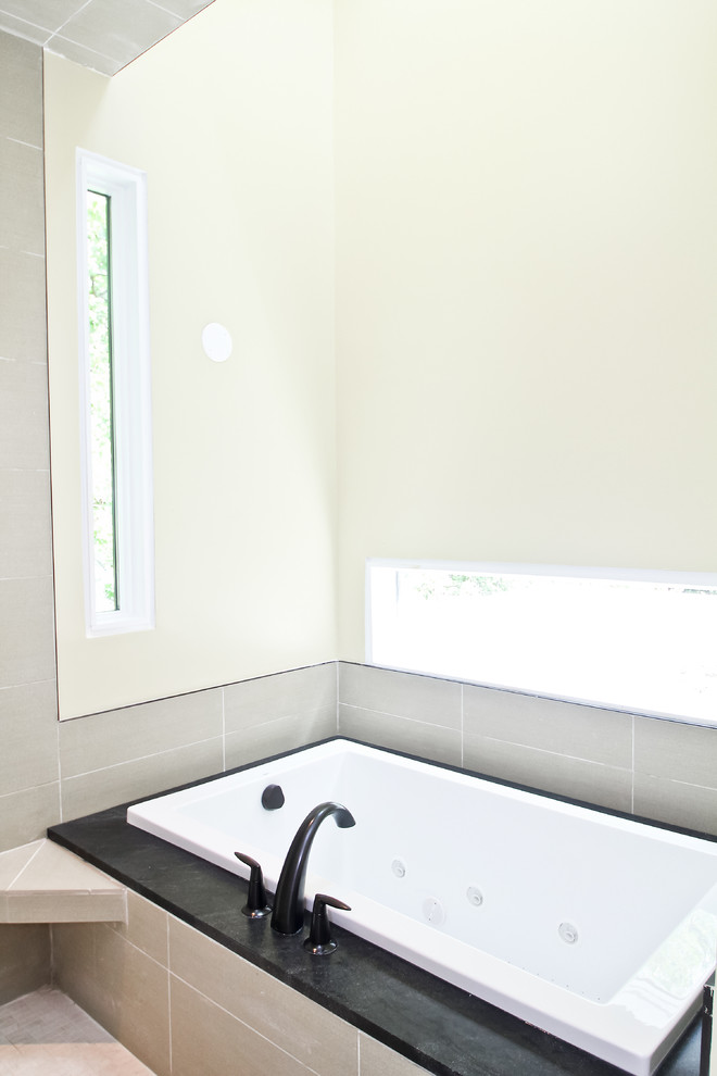 Primary bathroom with spa like jacuzzi tub