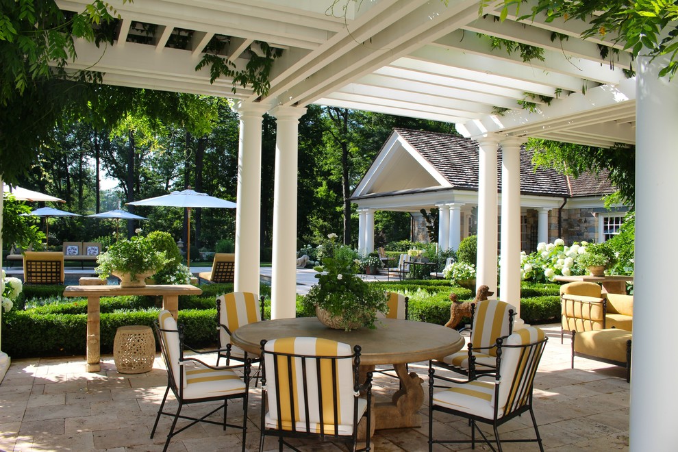 A Classic Country White Garden Revisited Traditional Patio New