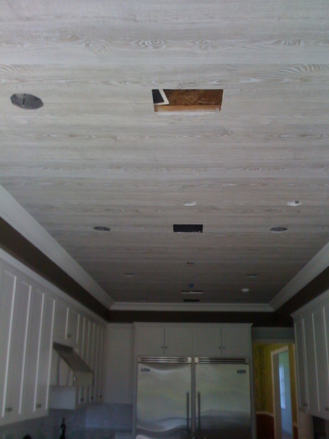 Faux Wood Wallpaper On A Ceiling Traditional Kitchen Los