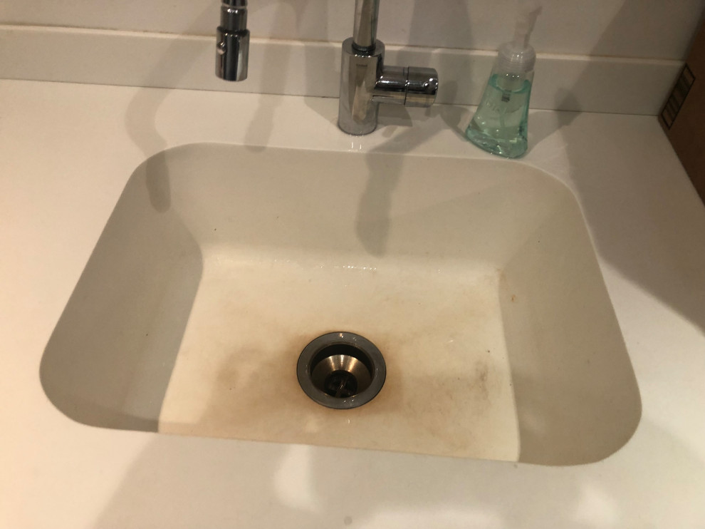 Help! Can I replace discolored, integrated kitchen sink?
