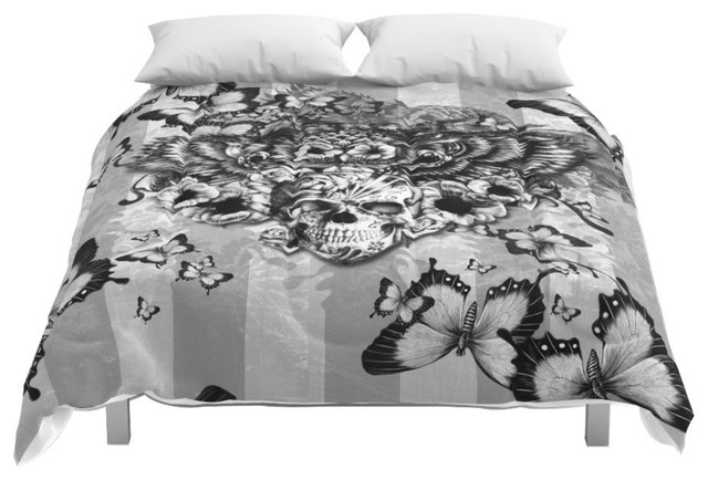Society6 Lost And Found Floral Owl With Sugar Skull Comforter