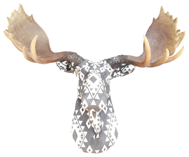 Faux Southwestern Fabric Moose Wall Decor Gray White - Moose Wall Decor Faux Southwestern Fabric Moose Wall Decor Gray White - Moose Wall Decor