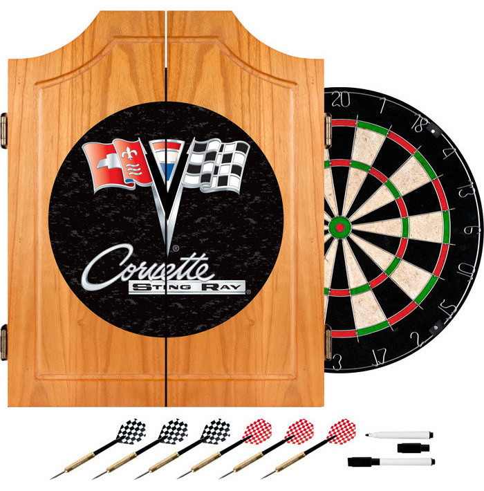 Corvette C2 Black Wood Dart Cabinet Set