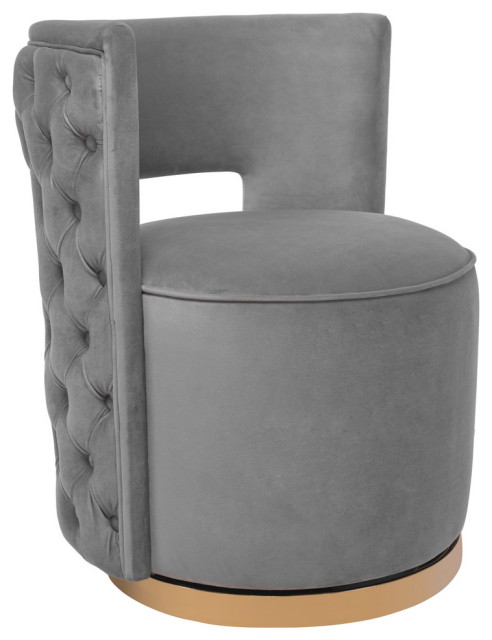 grey velvet spinning chair