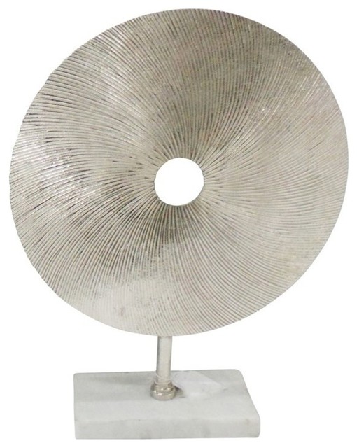 Sagebrook Home Silver Metal Disc On Stand 1286302 Contemporary