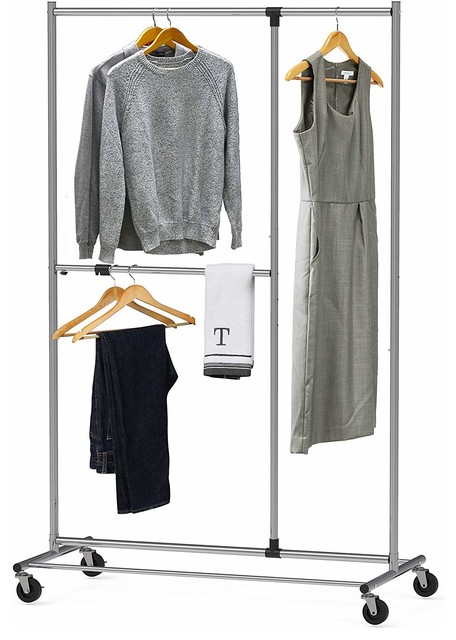 Dual Bar Adjustable Garment Rack, Chrome, 72