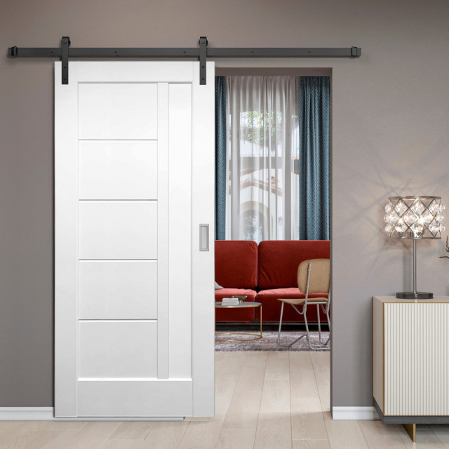 Barn Door Pensacola White Glazed Light 24x80, 24x80 Transitional