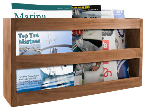 Teak Magazine Rack Double-Wide