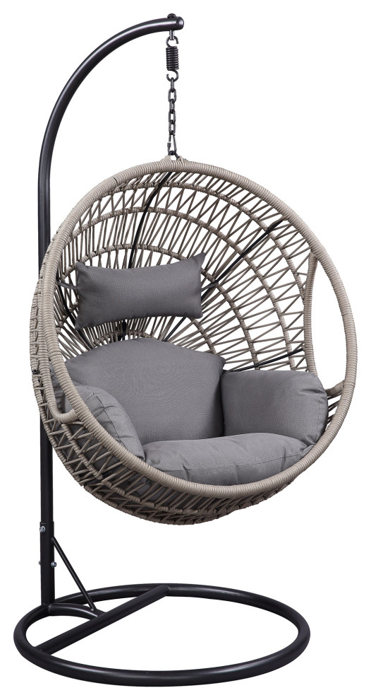 Outdoor Wicker Swing Chair Hanging Egg Chair With Cushion and Pillow