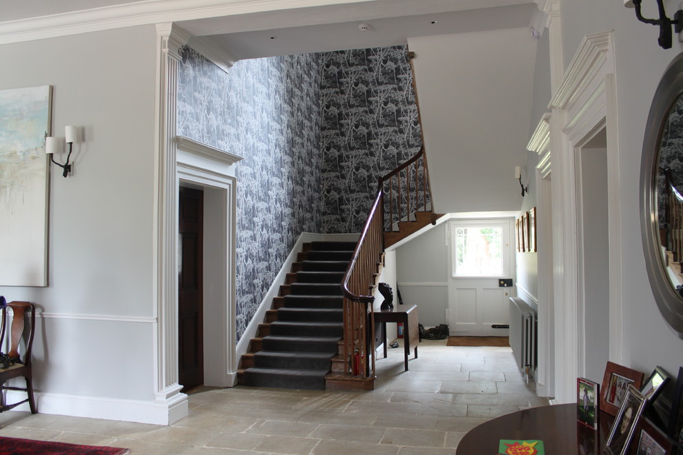Design ideas for a traditional hallway in Cambridgeshire.