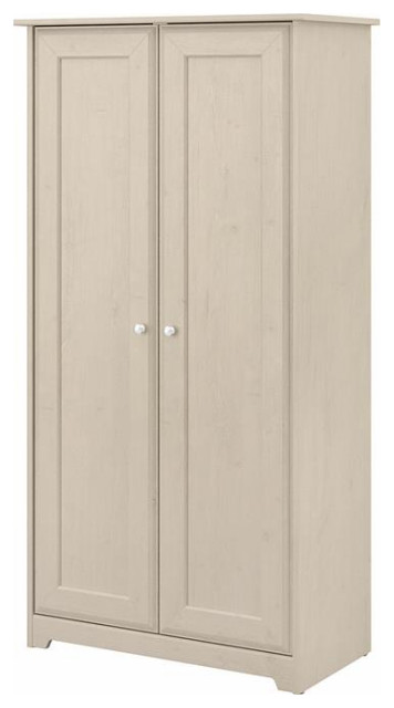 Cabot Tall Storage Cabinet With Doors In Linen White Oak Engineered Wood Transitional 6567