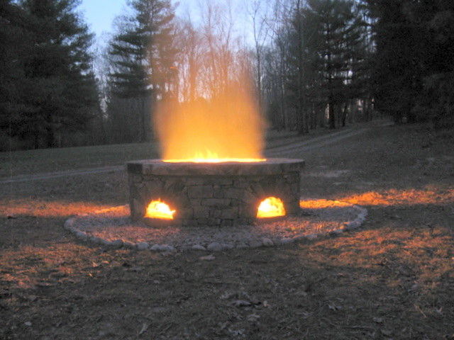 Stone Fire Pit With Arches Raleigh Nc Traditional Landscape