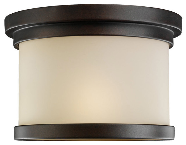 Winnetka One-Light Misted Bronze Outdoor Flush Mount with Cafe Tint�Glass