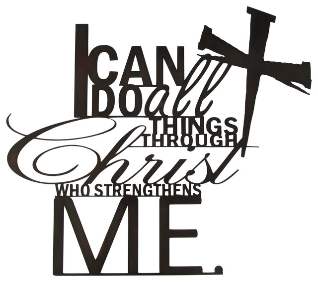 Rustic Inspirational Bible Verse Metal Wall Sculpture Contemporary