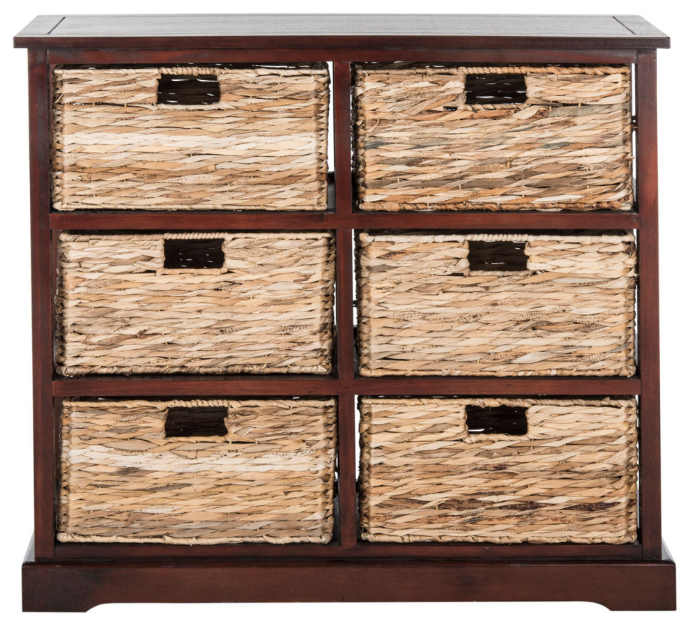 Nina 6 Wicker Basket Storage Chest Vintage Cherry Transitional