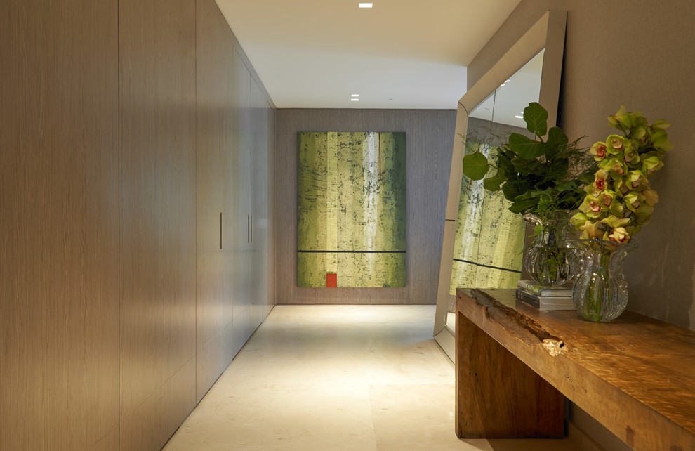 Design ideas for a mid-sized modern hallway in Miami.