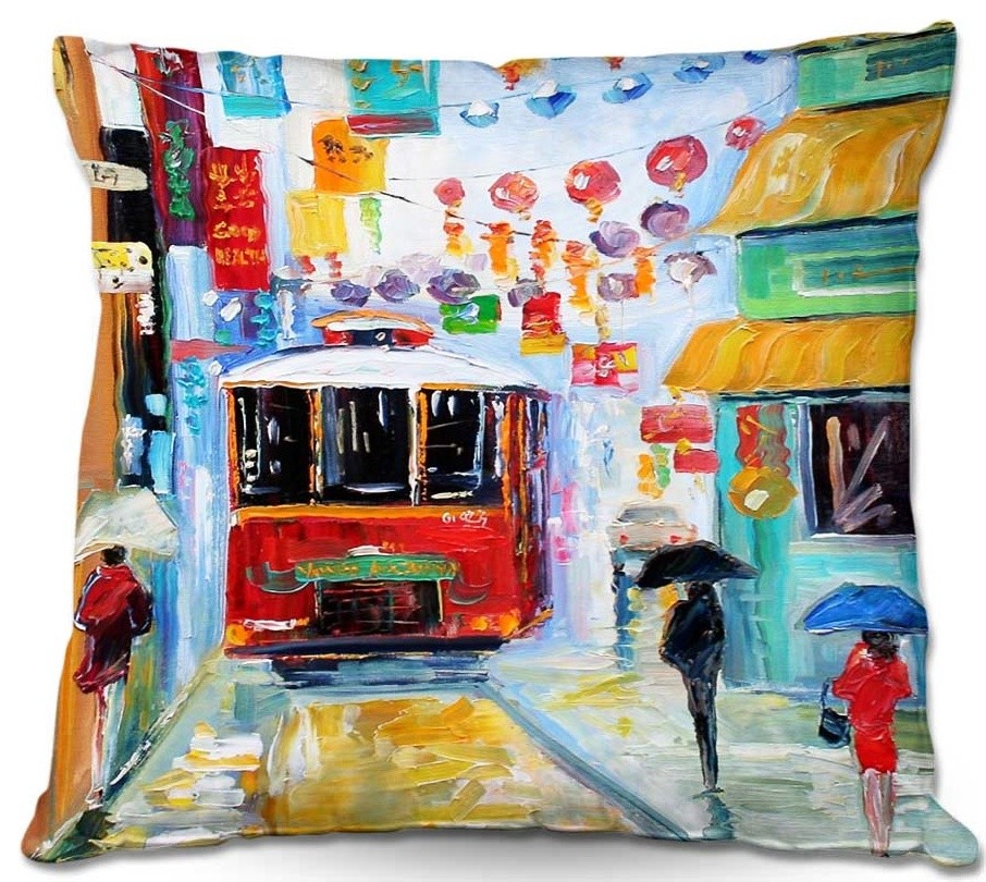 China Town Throw Pillow, 18"x18"