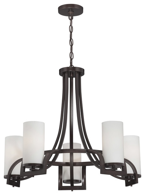 Nuvo 60/5235 Russet Bronze And Etched Opal Glass 5-Light Chandelier