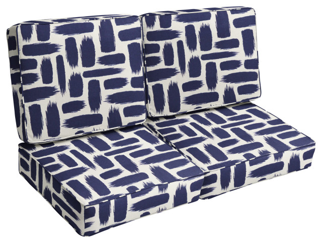 Blue Graphic Outdoor 4-pc Deep Seating Cushion Loveseat Set