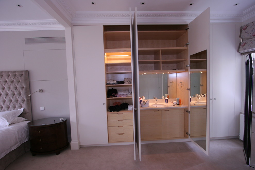 Photo of a small modern home design in London.