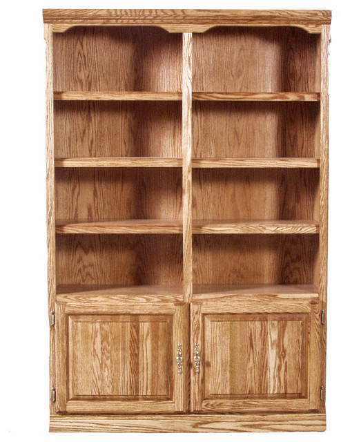 Traditional Bookcase With Lower Doors, Natural Alder