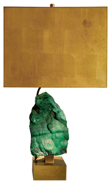Willy Daro Bronze and Malachite Lamp
