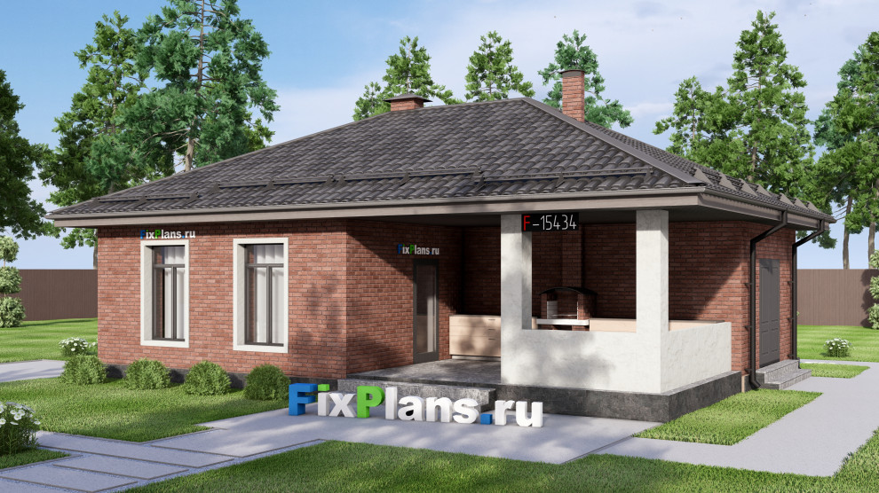 Проект одноэтажного дома 7х6м S32м2 F-15542
