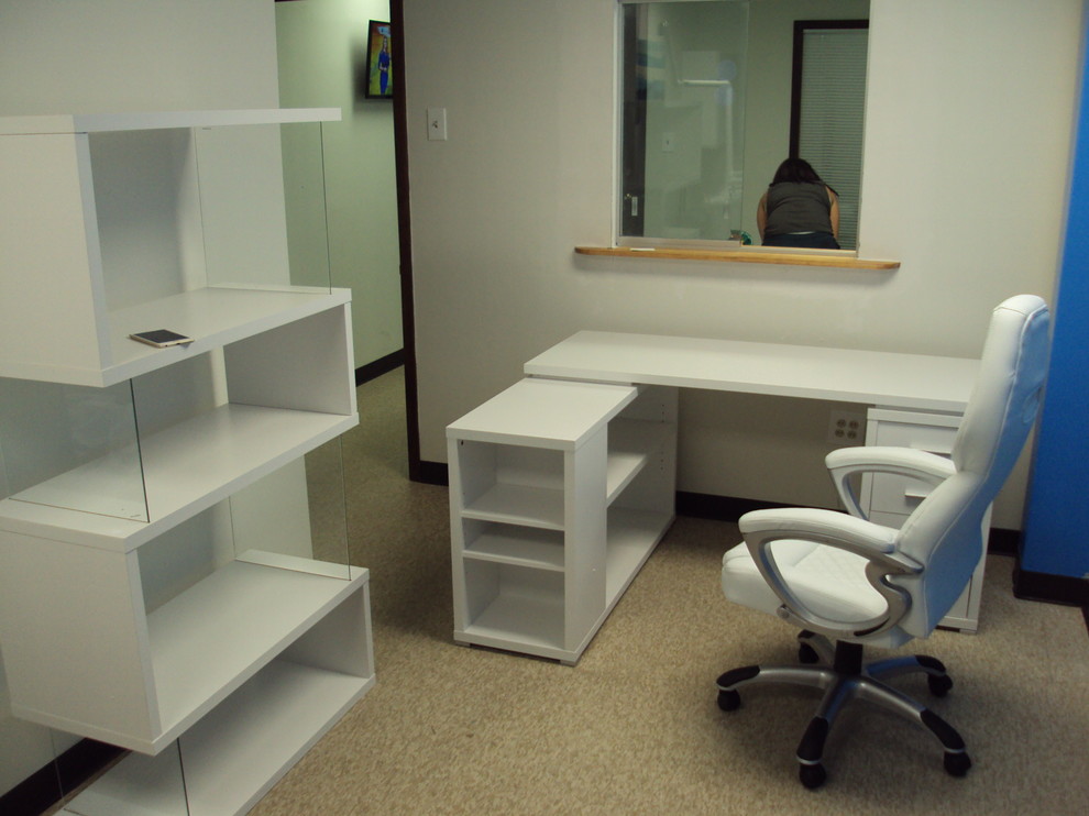 Eli Desk, Space Office Chair, & Snake Bookcase - Contemporary - Houston