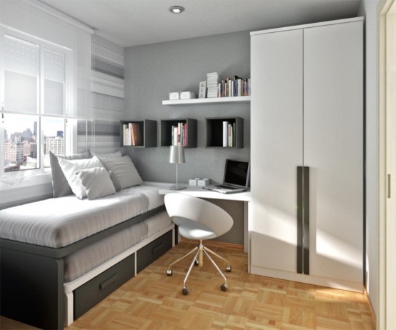 This is an example of a contemporary bedroom in Toronto.