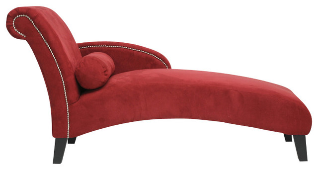 Hestia Chaise Lounge, Red Microfiber