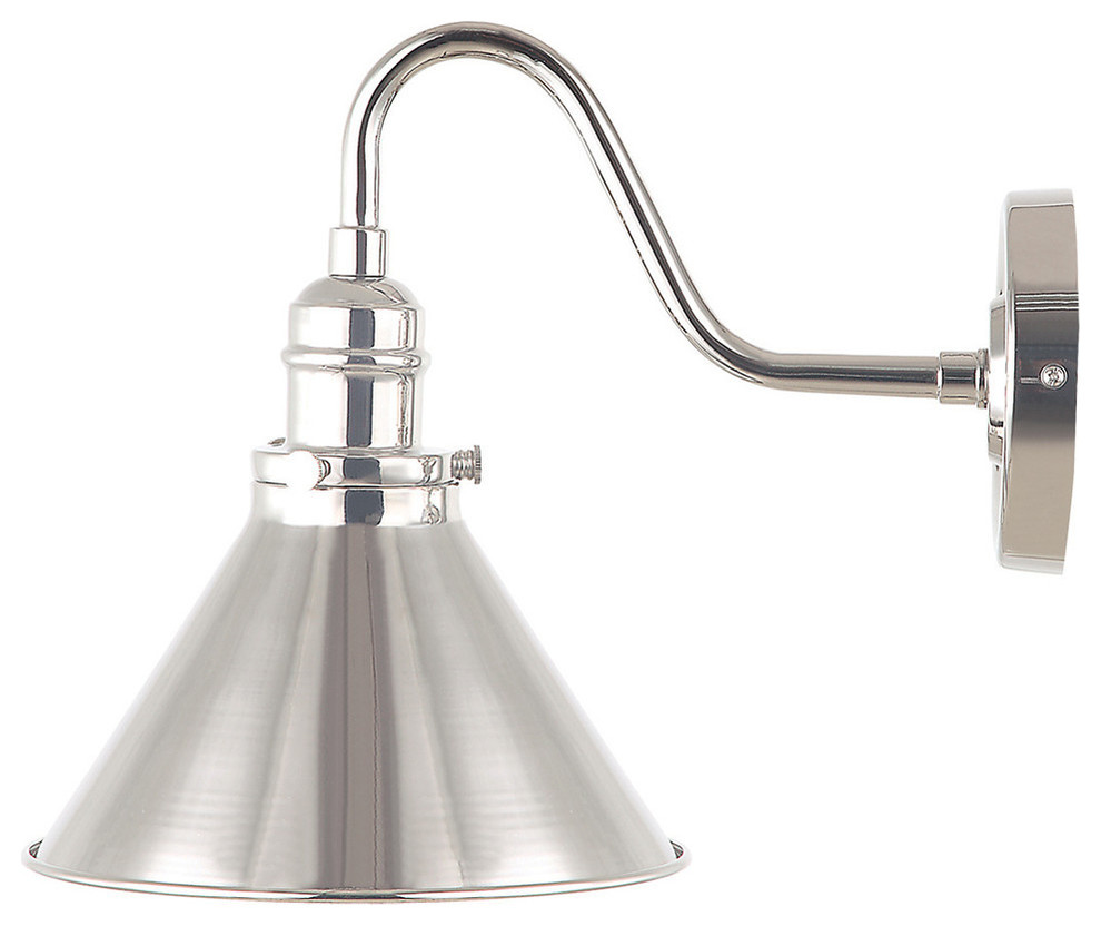 Lucas McKearn Provence Mid-Century Metal Sconce in Polished Nickel